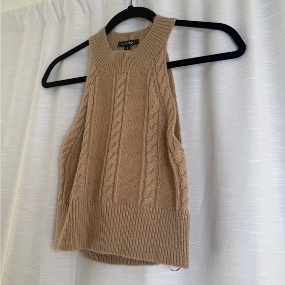 Papermoon Cable Knit Halter Crop Top Beige Open Back Sweater Tank | NWT Size M - Picture 6 of 12